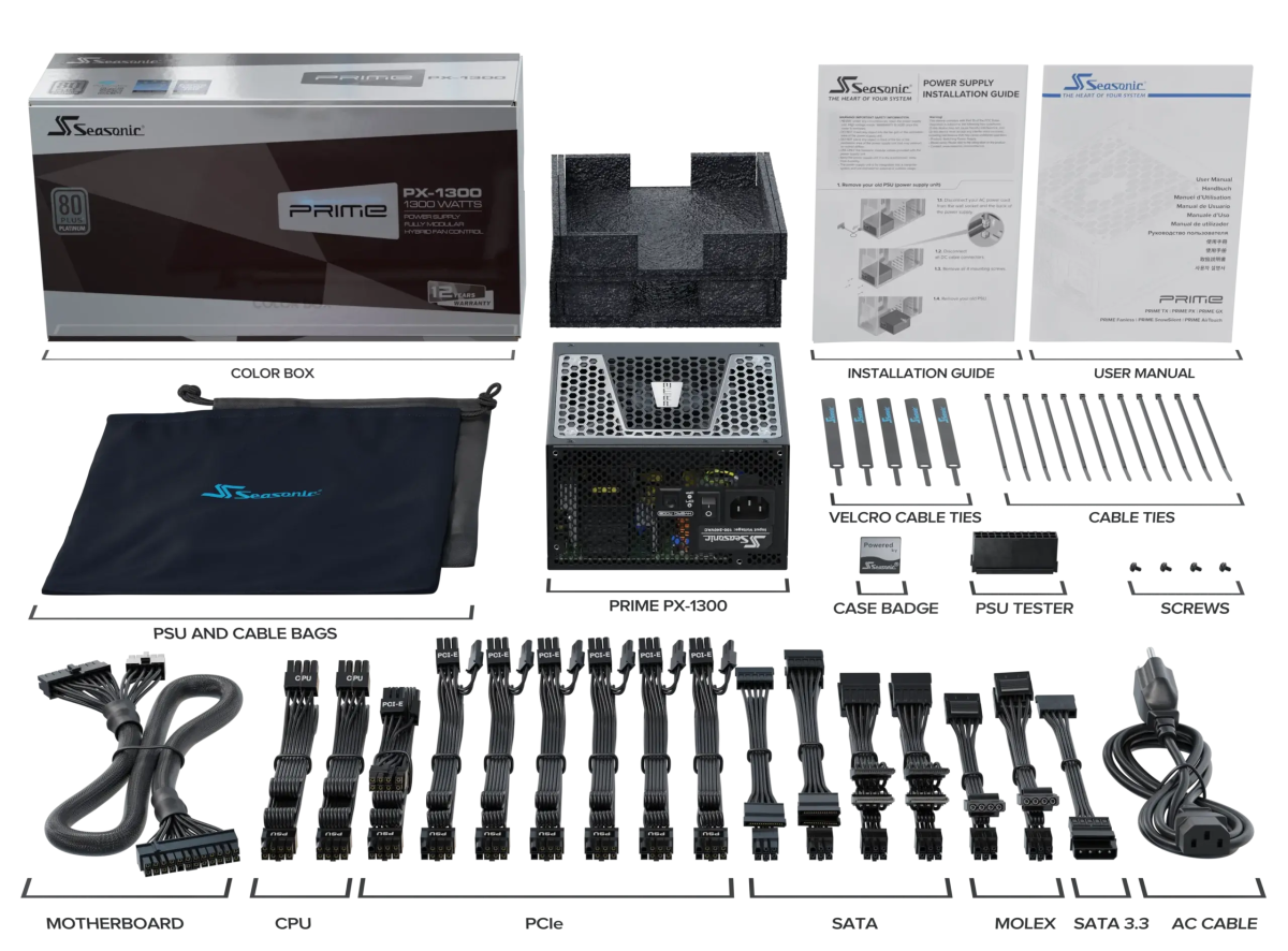 Seasonic PRIME PX - 1300 Power Supply 1300 Watts | SSR - 1300PD - Vektra Computers LLC Seasonic PRIME PX - 1300 Power Supply 1300 Watts | SSR - 1300PD - Vektra Computers LLC